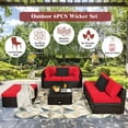 thumbnail image 5 of 6PCS Outdoor Patio Rattan Furniture Set Cushioned Sectional Sofa Red, 5 of 10