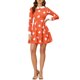 thumbnail image 2 of Vestido A Línea de Manga Larga con Cuello Peter Pan para Mujeres INSPIRE CHIC, por encima de la rodilla, Talla XS, Naranja-Corazón, 2 of 7