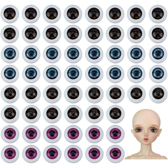 80pcs Realistic Eyes 10mm Half Round Eyeballs 4 Colors Craft Eye Acrylic Hollow Eyeball Eye for DIY Craft Stuffed Animal Amigurumi Party Decor Sculptures Props