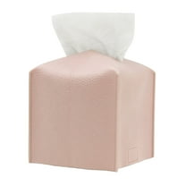 Square Tissue Box Cover PU Leather Decorative Organizer with Bottom Belt Modern Design for Bathroom Vanity Countertop Office Desk Night Stand Living Room Car and Home Decor Storage Solution