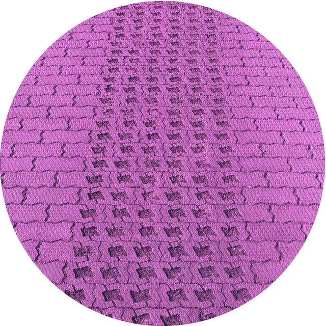 Ahgly Company Machine Washable Indoor Round Transitional Bright Neon Pink Purple Area Rugs, 8' Round