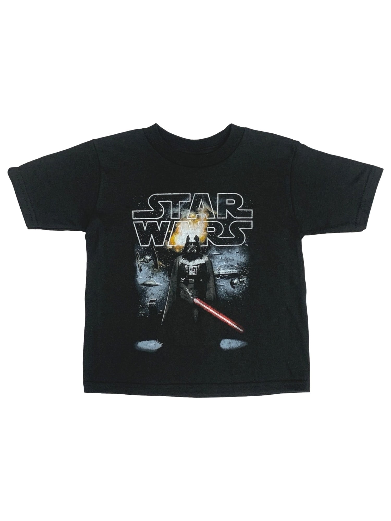 Black Short Sleeve Kids T-Shirt Star Wars Official Boys Logo 