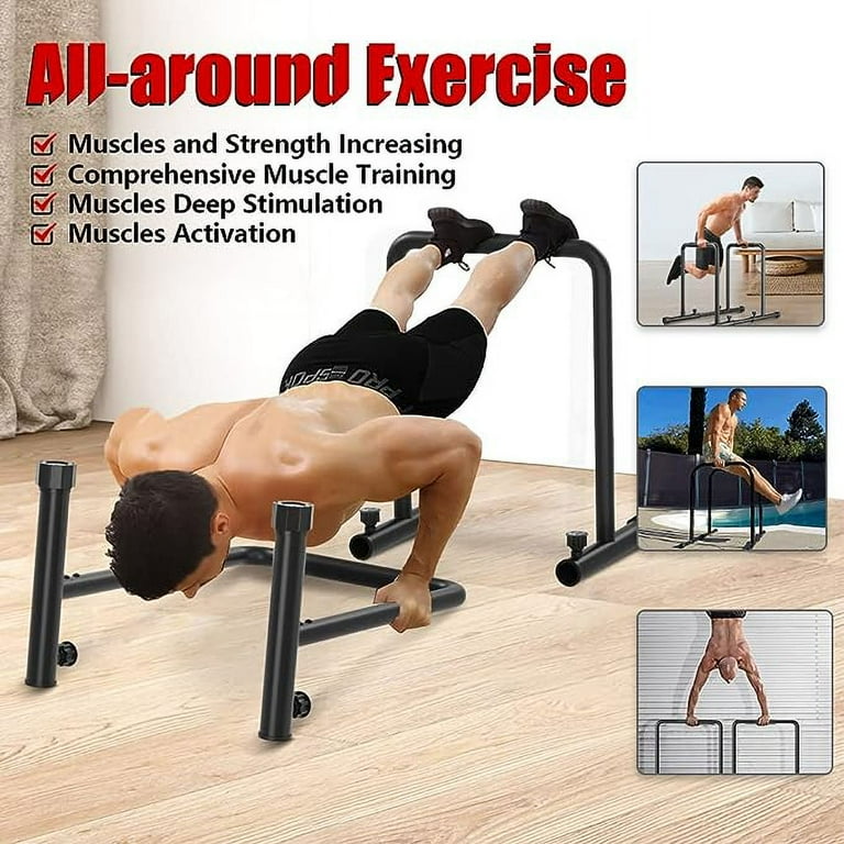 YOLEO Adjustable 1100lbs Fitness Dip Bars with Safety Connector for Dip Station Functional Portable Heavy Duty Stand Body Press Bar Paralle Exercise Bar Workout Equalizer for Calisthenics Walmart