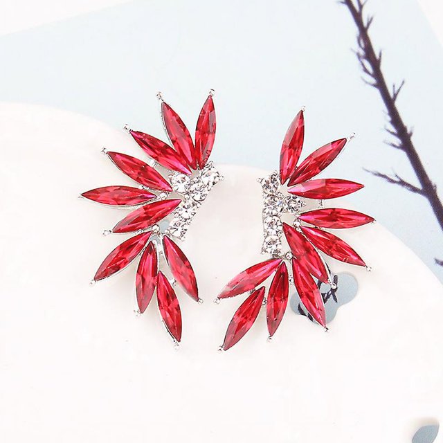 1 par de pendientes de tuerca de alas coloridas, pendientes de piedra de cristal acrílico, Piercing para mujer, joyería de boda a la moda, regalo de Navidad