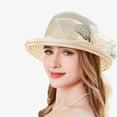 thumbnail image 5 of Riforla Womens Summer Dress Hat Wide Leaf Flower Bridal Shower Hat Sun Hats Beach Hat Beach Hats for Women Beige, 5 of 7