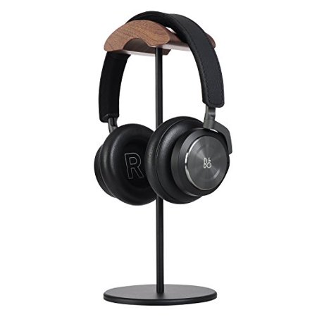 Aluminum Black Wood Headphone Stand Rack - Jokitech Walnut Headset Hanger Accessory compatible