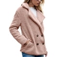 thumbnail image 4 of Defitshape Women's Soft Fluffy Blazer Jackets & Coats Lapel Collar Warm Thick Fuzzy Teddy Fleece Casual Double Breasted Jackets & Coats Pink 16, 4 of 4