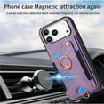 thumbnail image 4 of for iPhone 17 Pro Max Phone Case Wallet with Card Holder,PU Leather Flip Folio Case,RFID Blocking Ring Holder Kickstand Wrist Strap Magnetic Protective Women Men Cover,Purple,For iPhone 17 Pro Max, 4 of 11