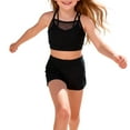 thumbnail image 2 of Girls Swimsuit Girl's Two Piece Solid Color Sun Beach Swimsuits Girls Bathing Suits Black 150, 2 of 9