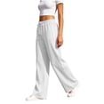 thumbnail image 5 of Womens Athletic Side Stripe Wide Leg Long Pants Solid High Waist Casual Trousers with Pockets, Loose Breathable Bottoms for Jogging, Loungewear and Outdoor Walking White, 5 of 7