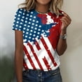 thumbnail image 2 of TOWED22 American Flag Tees Shirts Women Crew Neck 4th of July Short Sleeve USA Tees Shirts Tops(Blue,L), 2 of 4
