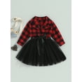 thumbnail image 2 of GXFC Little Girls Fall Princess Dress Clothes 1T 2T 3T 4T 5T 6T Kids Girls Long Sleeve Plaid Patchwork Mesh Tulle A-line Dress Spring Autumn Dress Clothing for Children Girls, 2 of 8
