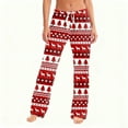 thumbnail image 3 of Women's Christmas Print Full-Length Pants, Elastic Waist with Drawstring, Casual Style, Red, Size L, 3 of 4