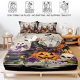 thumbnail image 5 of Cal.King Size Fitted Sheet Set - Halloween 3 Piece Bedding Sets 16" Deep Pocket Fitted Sheet with 2 Pillowcases, Fall Pumpkins Ghost Floral Bats Witch Hat Beige Brushed Microfiber Hotel Bed Sheets, 5 of 9
