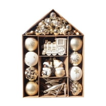 130-Pack Electroplated Christmas Ornament Set with Tree Topper - Shatterproof Plastic Hanging Balls for Xmas Tree, Wedding & Party Decor (Kid & Pet Safe) E