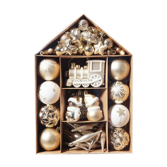 Qocolhg Décorations de Noël Extérieures Intérieures, Décorations de Noël 130 Ensembles de Boules Arbre de Noël Boules en Plastique Électroplaquées Décorations Peintes Arbre Étoile Boules de Noël, Liquidation de Noël