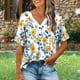 thumbnail image 2 of Camisetas de Cuello en V Mujeres de Moda Y Cómodo Botón Casual V-Cuello Camiseta Suelta Y Elástica No Posicionamiento Impresión Mujer Camisetas Casual, 2 of 6