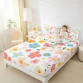 thumbnail image 5 of Feelyou Spring Flower Floral Twin Sheet Sets, Cartoon Cherry Blossoms Twin Fitted Sheet, Leaf Botanical Plant Flat Sheet, Lightweight Room Decor, 3 Pieces, 5 of 8