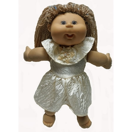 White Cabbage - Off White Crinkle Dress Fits Cabbage Patch Kid Dolls And Baby Dolls