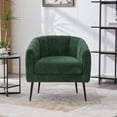 thumbnail image 4 of Newest Chenille Accent Chair, Channel Tufted Barrel Chair with Pocket Spring Seat & Metal Legs, Vanity Lounge Chair,Green, 4 of 12