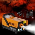 thumbnail image 3 of Fog Smoke Machine 750W & 2700CFM LED Lights Effect Low Lying Indoor 250ML Fog Maker with Fogger for Halloween with 1 Wired Receiver & RGB Remote Controls -Orange, 3 of 9