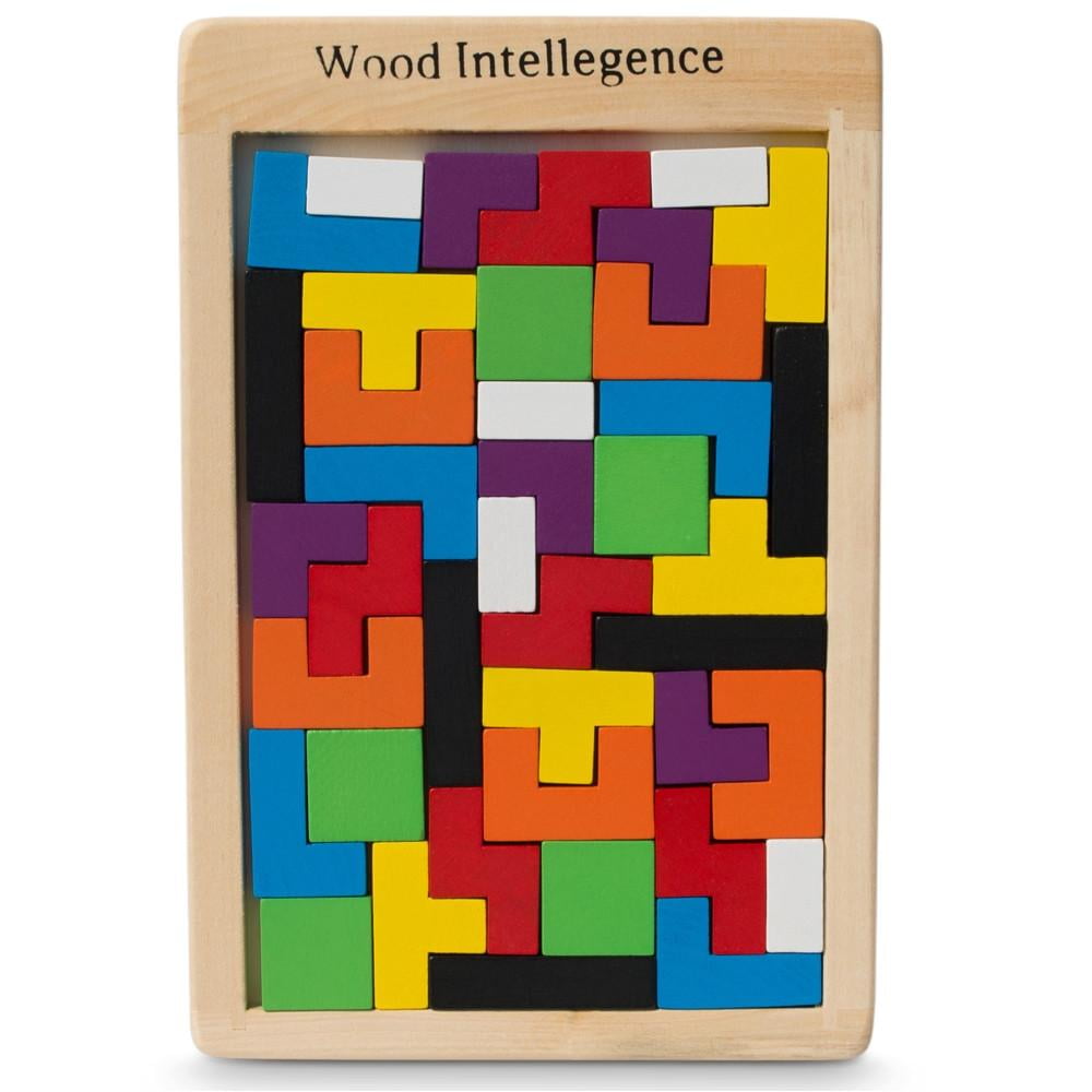 Wooden Tetris Building Block Puzzle Montessori Preschool Educational Toys 