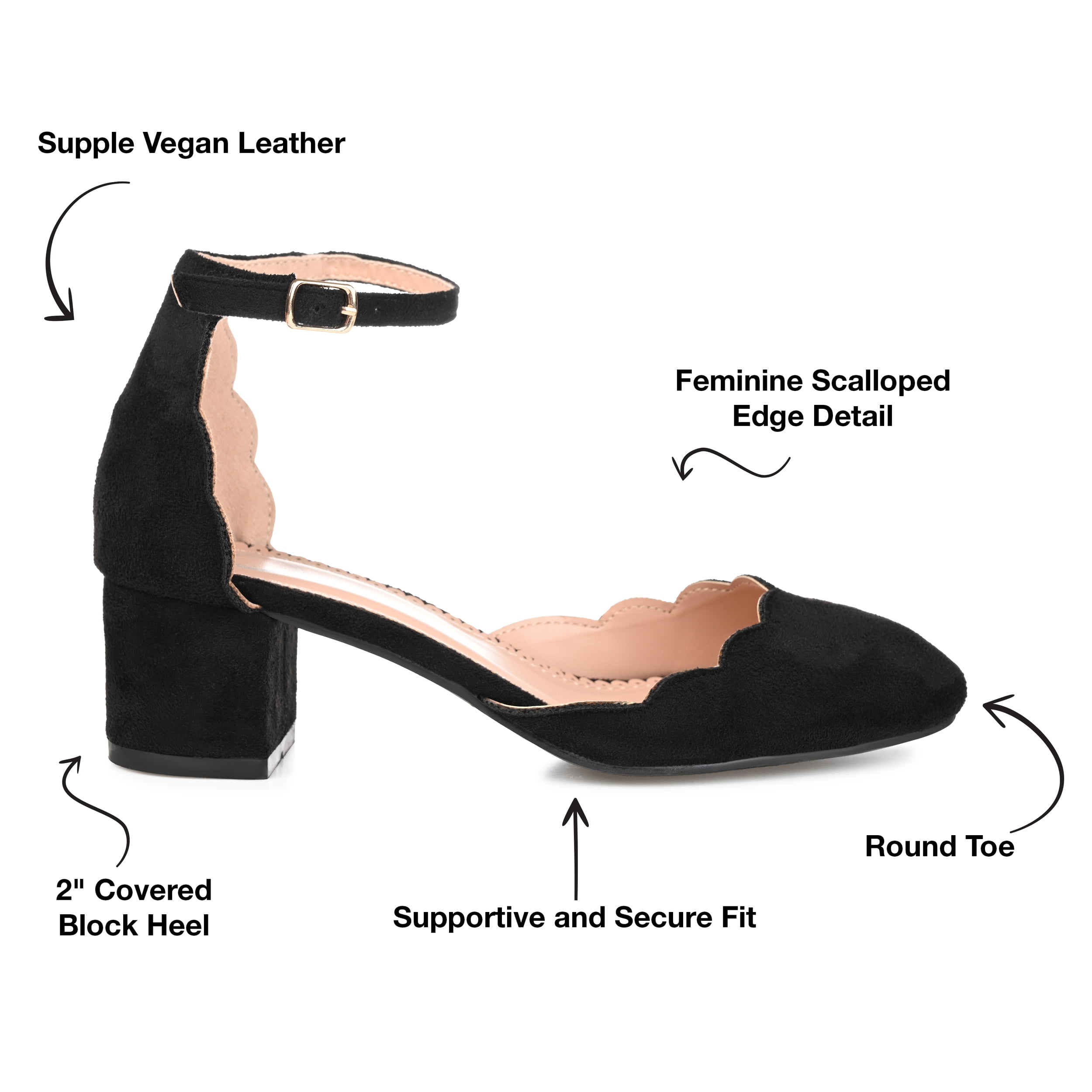 Journee Womens Edna Round Toe Low Block Heel Pumps, Widths Available