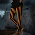 thumbnail image 6 of BiZtdJrK Gym Leggings for Women Vertical Striped Print High Waist Halloween Tights Lightweight Stretch Workout Yoga Pants Soft Lounge Legging Orange M, 6 of 10