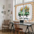 thumbnail image 5 of Hello Spring Tier Curtains 54 Inch Length, Easter Flowers Green Truck Floral Orange Plaid Cafe Short Curtains for Bathroom Over Sink, Small Kitchen Curtain Light Filtering Drapes 2 Panels 27.5"Wx54"L, 5 of 8