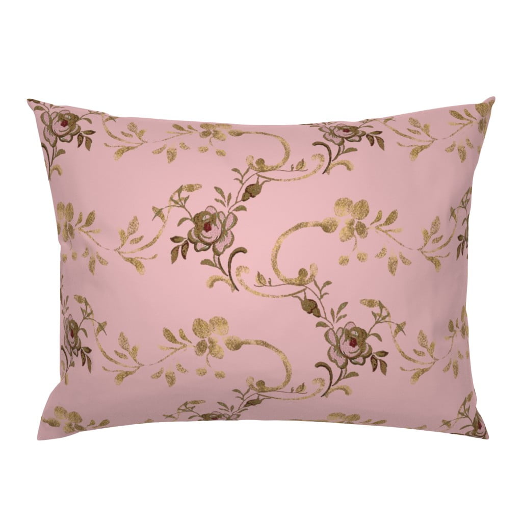 Victorian Roses Arts And Crafts Vintage Inspired Gold Pillow Sham by Roostery 