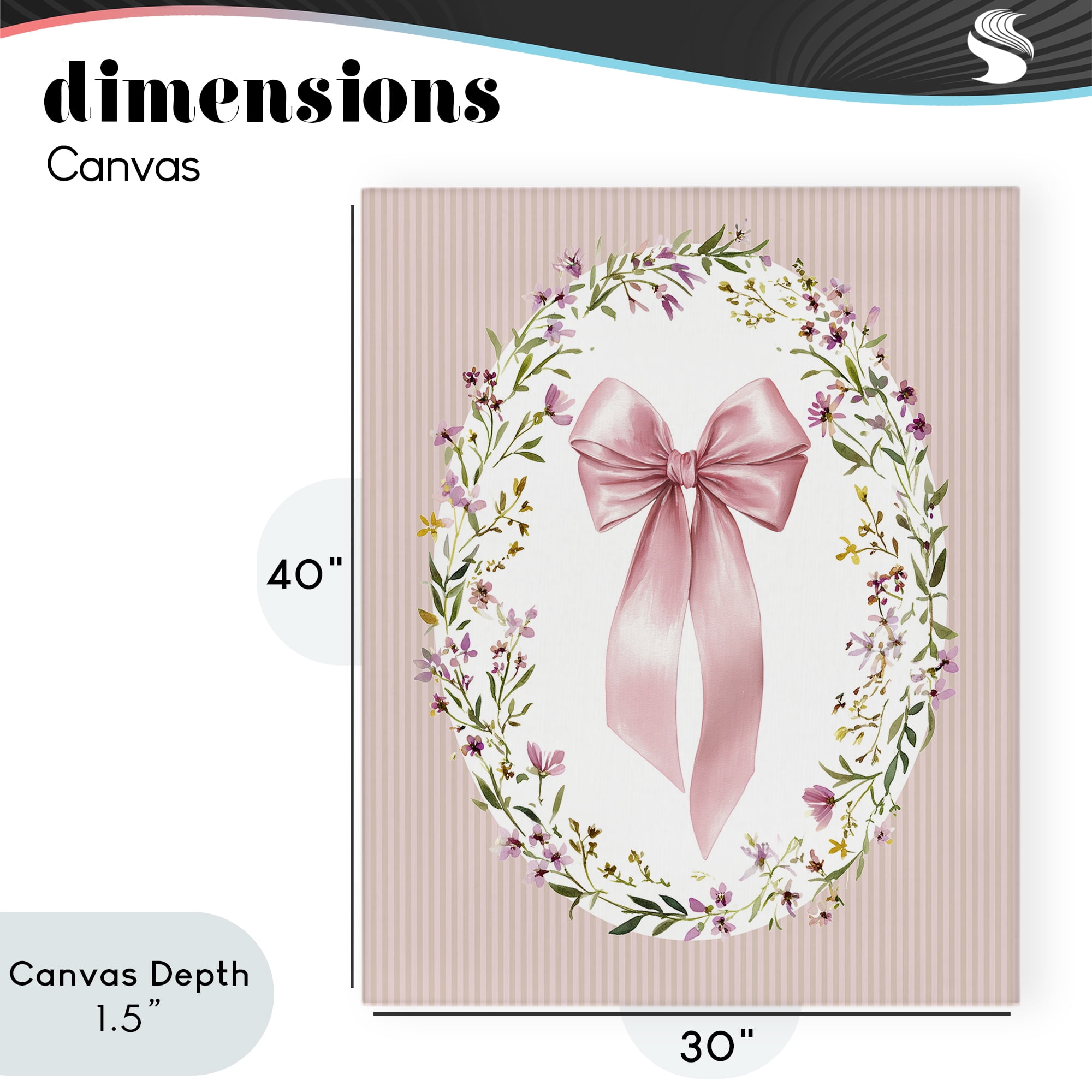 Stupell Industries Ribbon with Oval Florals Canvas Wall Art, design by Christine Simpson Art