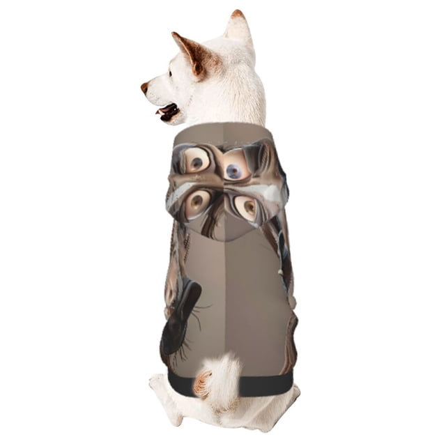 Fotbe Funny Horse Faces Expressions Sudadera con Estampado para Perros Pequeños – Suéter con Capucha para Mascotas, Tela Suave de Forro Polar con Bolsillo-Medium