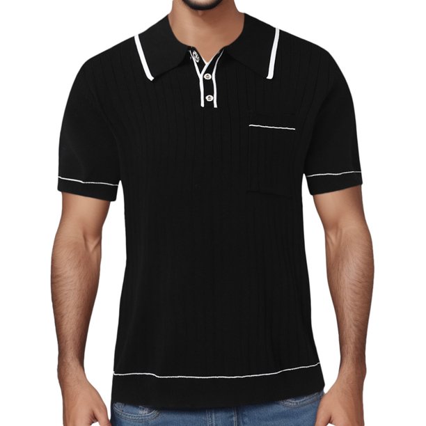 Gibobby Camisas Tipo Polo para Hombre Polo de algodón para hombre, ajuste regular(Negro,M)