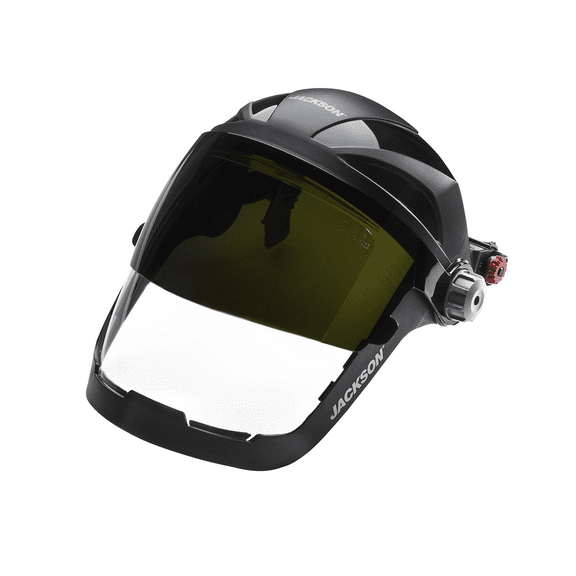 Jackson Safety Jackson Safety - Face Shield - QUAD 500 Premium Multi-Purpose Series - 9' x 12.125' x 0.060" Window - Clear AF with Shade 5 IR Flip Visor - 370 Speed Dial Headgear