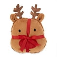 Holiday Time 12inch Reindeer Shaped Decorative Pillow, Brown and Red, 2