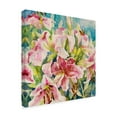 thumbnail image 2 of Trademark Fine Art 'Pink Lilies On Blue' Canvas Art by Annelein Beukenkamp, 2 of 3