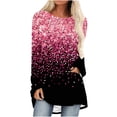 thumbnail image 2 of EQWLJWE Sequin Tops for Women Plus Size Sparkly Glitter Party Tops Blouse Crewneck Gradient Print Long Sleeve Dressy Shirt for Dance Party Nightclub Red(S-5Xl), 2 of 5