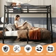 thumbnail image 5 of Twin XL over Queen Bunk Bed, Heavy Duty Metal Bunk Bed Frame with Charging Station, Storage Bag, 4 Removable Hooks, Guardrails and Ladder, Black, 5 of 8