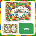 thumbnail image 2 of Large Building Blocks Birthday Gift Bag Happy Wrapping with Handles, Tissue Paper, Greeting Card for Kids Boys Girls Bricks Theme Party Decorations Supplies, 2 of 4