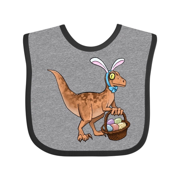 Inktastic Easter Velociraptor with Bunny Ears Boys or Girls Baby Bib