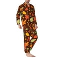 thumbnail image 2 of Susaid Autumn Leaves Print Men's Long Sleeve Pajama Set, Two-Piece Button-Down Loungewear PJs Set, Comfortable Sleepwear for Relaxation-XX-Large, 2 of 7