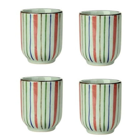 

Panda Superstore PS-HOM367144011-SUE02272 Japanese Style Printing Stripe Ceramic Teacups Small Straight Wine Glass - 150 ml - 4 Piece