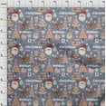 thumbnail image 3 of oneOone Cotton Poplin Twill Grayish Blue Fabric Santa|Gift Box & Tree Christmas Dress Material Fabric Print Fabric By The Yard 56 Inch Wide, 3 of 4