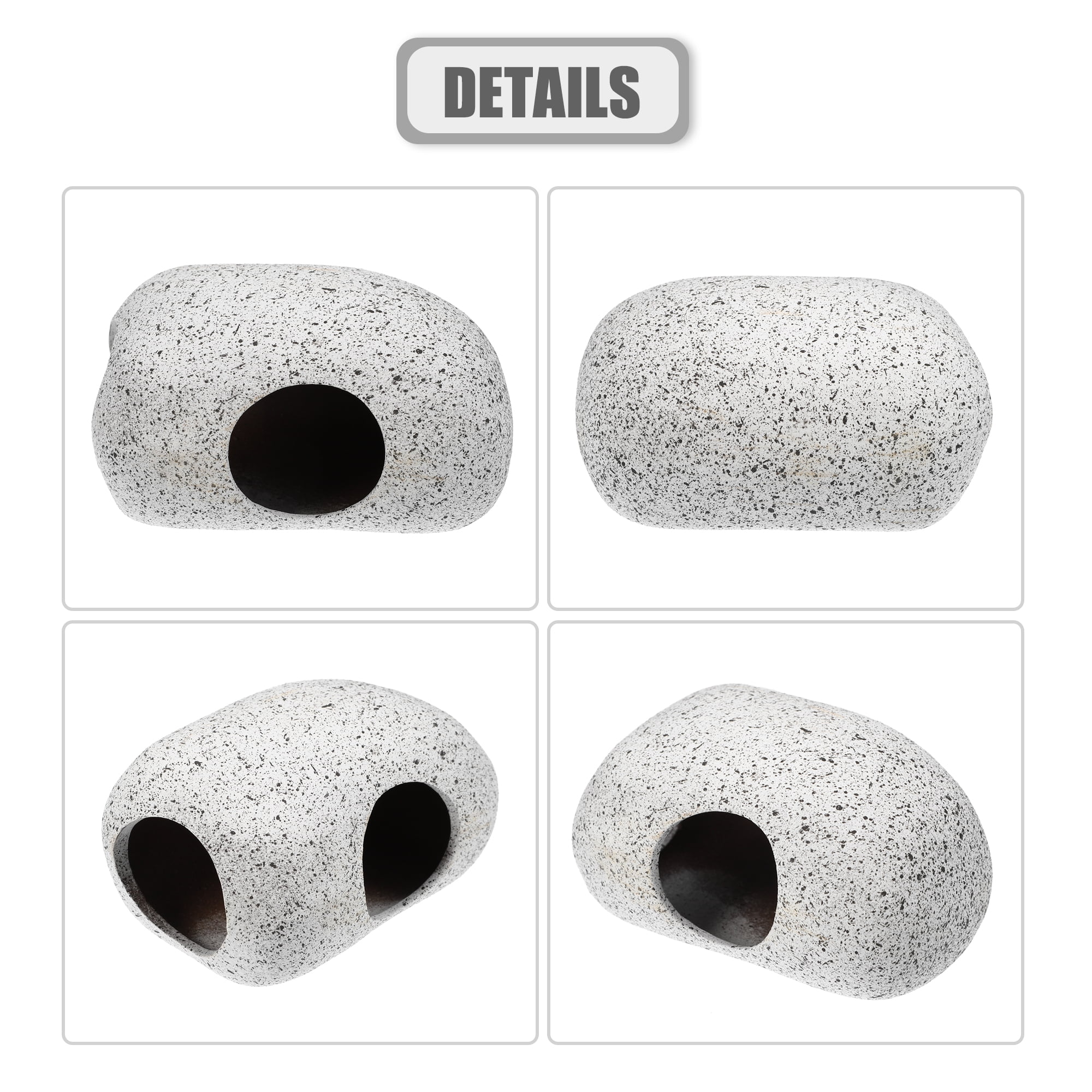 Unique Bargains 3.66x2.60x2.05in Aquarium Hideaway Rock Cave Ceramic Fish Tank Decor Gray