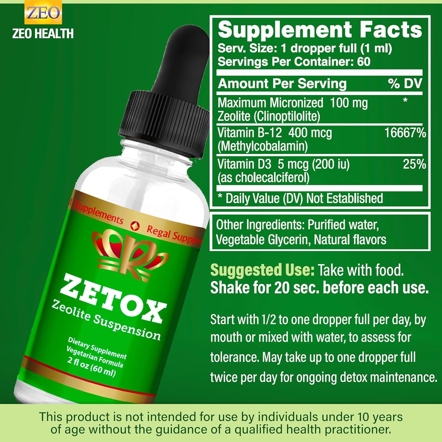 Zeo Health Zeolite Detox Cleanse for Kids and Adults, Raspberry