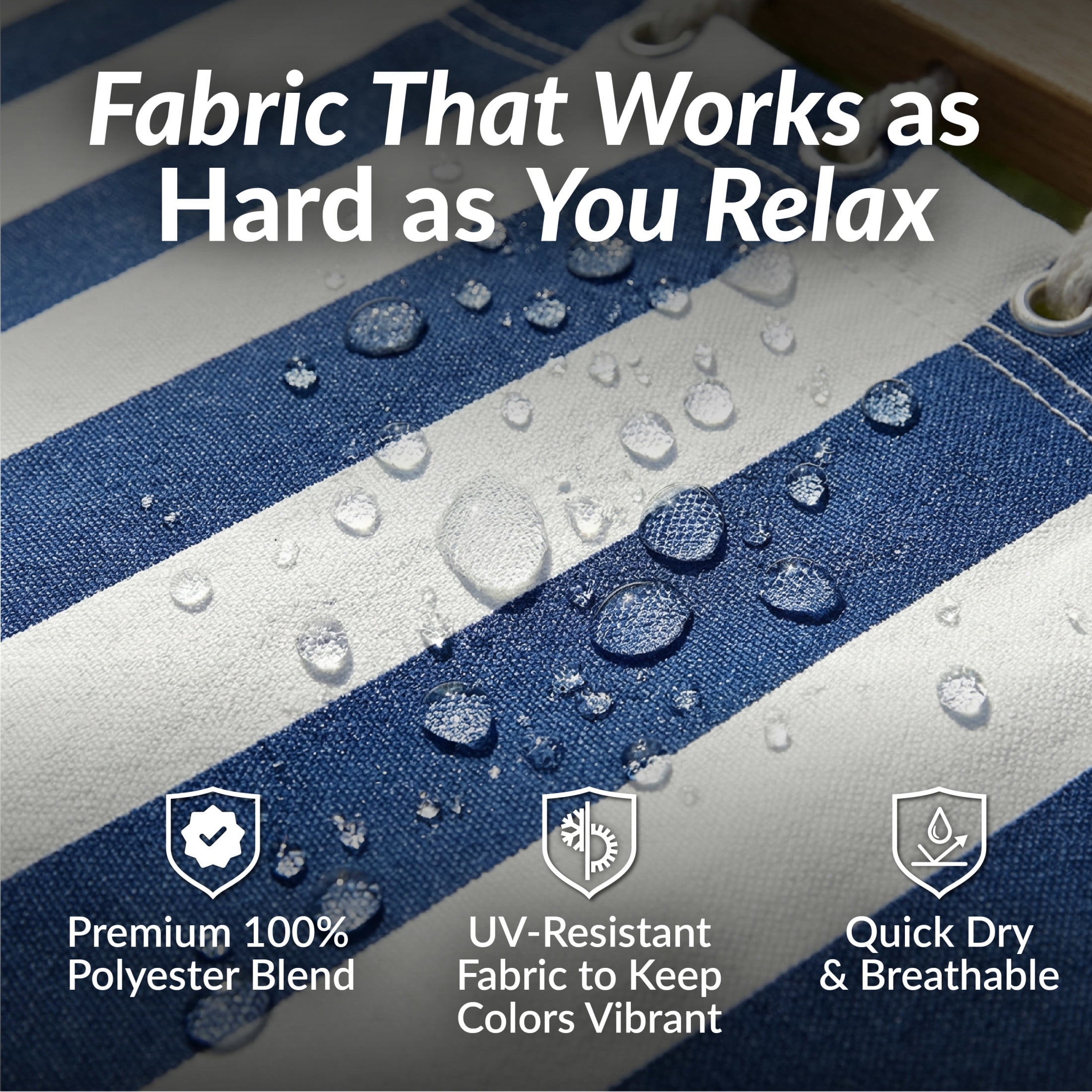 Sunnydaze 2-Person Quilted Polyester Spreader Bar Hammock, 450 lb - Blue/White Stripe