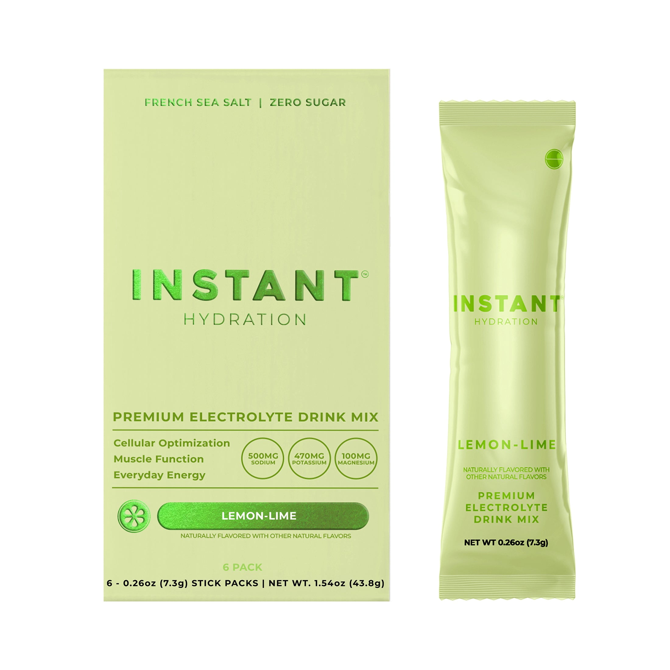 (2 pack) Instant Hydration Sugar Free Electrolyte Powder, Lemon Lime, 6 Sticks