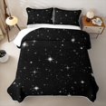 thumbnail image 2 of Manfei Lovely Stars Twin Quilt Set,Kawaii Cartoon Theme Twin Coverlet Set,Black White,Black Reversible,2pcs,1 Bedspread and 1 Pillowcase, 2 of 7