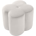 thumbnail image 3 of Meridian Furniture Ottomane en Velours Crème en Forme de Fleur de Trèfle, 3 of 5