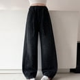 thumbnail image 6 of TIREOW Girls Sparkly Rhinestone Denim Pants Wide Leg Elastic Waist Jeans Fashionable Lightweight Casual Loose Denim Pants Streetwear(Black,13-14 Years), 6 of 7